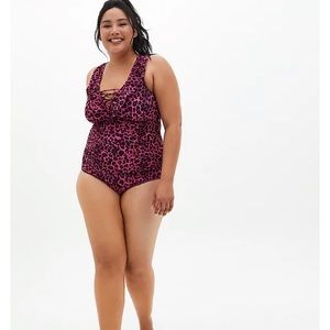 Torrid size 2 pink black cheetah print swimsuit
